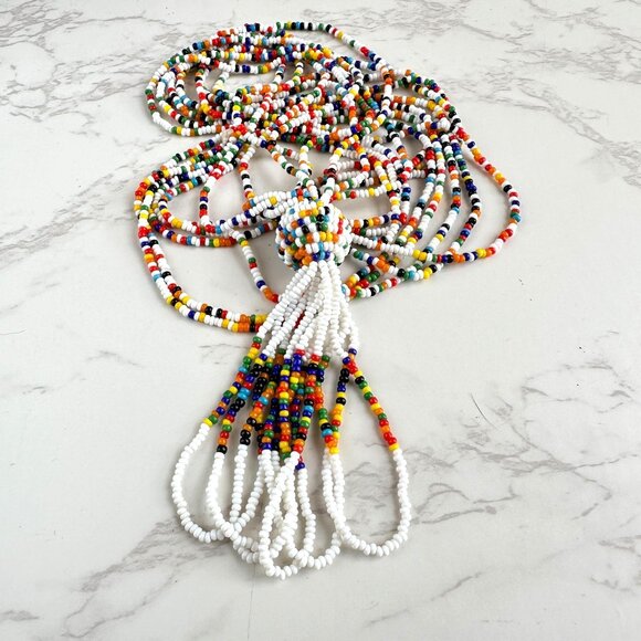 Rainbow Beaded Necklace, Indigenous Style - Picture 1 of 10